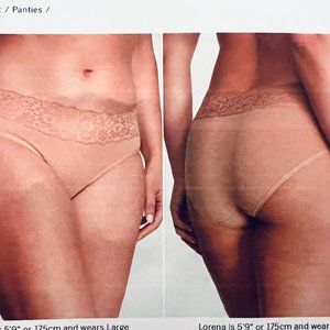 Lot 3 Pair Beige Victoria Secret Lace Waist Cotton Hiphugger Panty Underwear , M